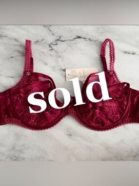 For Love & Lemons Nwt Clara Embroidered Unlined Underwire Bra Large L